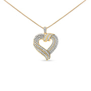 Bids.com 14K Yellow Gold Plated .925 Sterling Silver 1.00 Cttw Baguette Diamond Composite Open Heart 18" Inch Pendant Necklace (I-J Color, I1-I2 Clarity) Necklaces