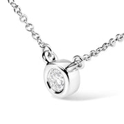 Bids.com 10K White Gold 1/10 Carat Round Brilliant-Cut Diamond Modern Bezel-Set Solitaire 16"-18" Pendant Necklace (H-I Color, SI2-I1 Clarity) Necklaces
