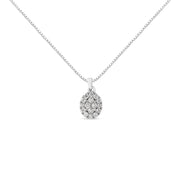 Bids.com .925 Sterling Silver 1 1/2 Cttw Diamond Oval Cluster Pendant Necklace (I-J Color, I2-I3 Clarity) - 18" Necklaces