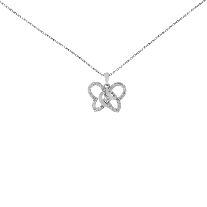 Bids.com .925 Sterling Silver 1/4 cttw Prong-Set Diamond Butterfly 18" Pendant Necklace (H-I Color, I1-I2 Clarity) Necklaces