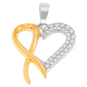 Bids.com .925 Sterling Silver Two Toned 1/4 cttw Round Cut Diamond Pendant Necklace (H-I, I2-I3) Necklaces