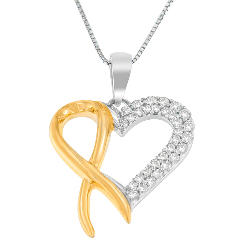 Bids.com .925 Sterling Silver Two Toned 1/4 cttw Round Cut Diamond Pendant Necklace (H-I, I2-I3) Necklaces