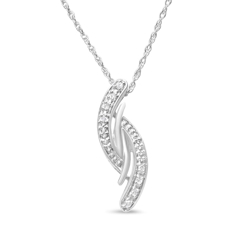 Bids.com .925 Sterling Silver Diamond Accent Bypass Curve 18" Pendant Necklace (I-J Color, I3 Clarity) Necklaces