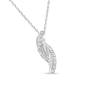 Bids.com .925 Sterling Silver Diamond Accent Bypass Curve 18" Pendant Necklace (I-J Color, I3 Clarity) Necklaces