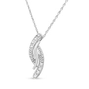 Bids.com .925 Sterling Silver Diamond Accent Bypass Curve 18" Pendant Necklace (I-J Color, I3 Clarity) Necklaces