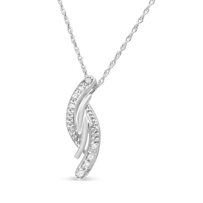 Bids.com .925 Sterling Silver Diamond Accent Bypass Curve 18" Pendant Necklace (I-J Color, I3 Clarity) Necklaces