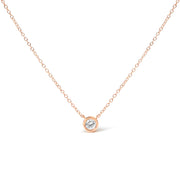 Bids.com 10K Rose Gold 1/5 Carat Round Brilliant-Cut Diamond Modern Bezel-Set Solitaire 16"-18" Pendant Necklace (H-I Color, SI2-I1 Clarity) Necklaces