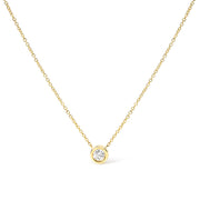 Bids.com 10K White Gold 1/10 Carat Round Brilliant-Cut Diamond Modern Bezel-Set Solitaire 16"-18" Pendant Necklace (H-I Color, SI2-I1 Clarity) Necklaces