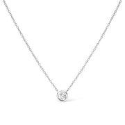 Bids.com 10K White Gold 1/10 Carat Round Brilliant-Cut Diamond Modern Bezel-Set Solitaire 16"-18" Pendant Necklace (H-I Color, SI2-I1 Clarity) Necklaces
