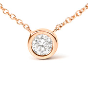 Bids.com 10K Rose Gold 1/2 Carat Round Brilliant-Cut Diamond Modern Bezel-Set Solitaire 16"-18" Pendant Necklace (H-I Color, SI2-I1 Clarity) Necklaces