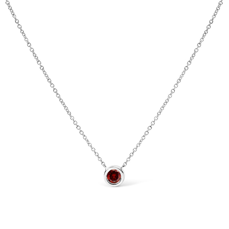 Bids.com 14K White Gold 1/2 Cttw Red Lab Grown Diamond Bezel-Set Solitaire 18" Pendant Necklace (Red Color, VS1-VS2 Clarity) Necklaces