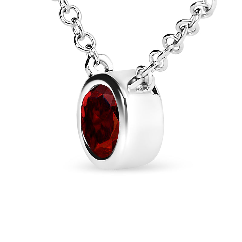 Bids.com 14K White Gold 1/2 Cttw Red Lab Grown Diamond Bezel-Set Solitaire 18" Pendant Necklace (Red Color, VS1-VS2 Clarity) Necklaces