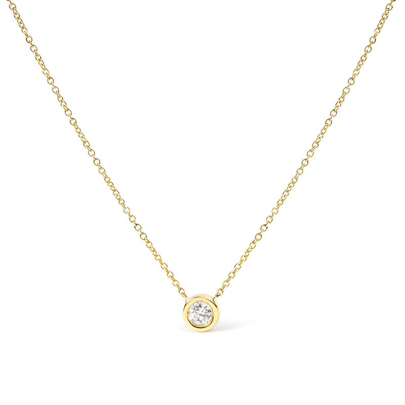 Bids.com 10K White Gold 1/10 Carat Round Brilliant-Cut Diamond Modern Bezel-Set Solitaire 16"-18" Pendant Necklace (H-I Color, SI2-I1 Clarity) Necklaces