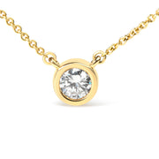 Bids.com 10K Yellow Gold 1/2 Carat Round Brilliant-Cut Diamond Modern Bezel-Set Solitaire 16"-18" Pendant Necklace (H-I Color, SI2-I1 Clarity) Necklaces