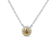 Bids.com .925 Sterling Silver 1/5 Cttw Bezel Set Champagne Diamond Solitaire 18" Pendant Necklace (K-L Color, I1-I2 Clarity) Necklaces