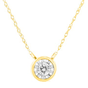 Bids.com 10K Yellow Gold 1/4 Cttw Round Brilliant-Cut Diamond Modern Bezel-Set Solitaire Pendant Necklace (J-K Color, I2-I3 Clarity) - 16" with 2" Extender Necklaces