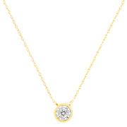Bids.com 10K Yellow Gold 1/4 Cttw Round Brilliant-Cut Diamond Modern Bezel-Set Solitaire Pendant Necklace (J-K Color, I2-I3 Clarity) - 16" with 2" Extender Necklaces