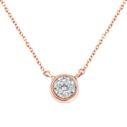 Bids.com 10K Yellow Gold 1/4 Cttw Round Brilliant-Cut Diamond Modern Bezel-Set Solitaire Pendant Necklace (J-K Color, I2-I3 Clarity) - 16" with 2" Extender Necklaces