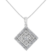 Bids.com 10KT White Gold 1/2 cttw Diamond Square Pendant Necklace (I-J Color, I2-I3 Clarity) Necklaces