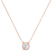 Bids.com AGS Certified 10K Rose Gold 1/5 Cttw Bezel Set Round Diamond Solitaire 16-18" Adjustable Pendant Necklace (H-I Color, VS1-VS2 Clarity) Necklaces