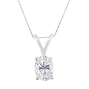 Bids.com IGI Certified 10K White Gold 3/8 cttw Prong Set Diamond Oval Pendant Necklace (I-J Color, I1 Clarity) - Size 18" Necklaces