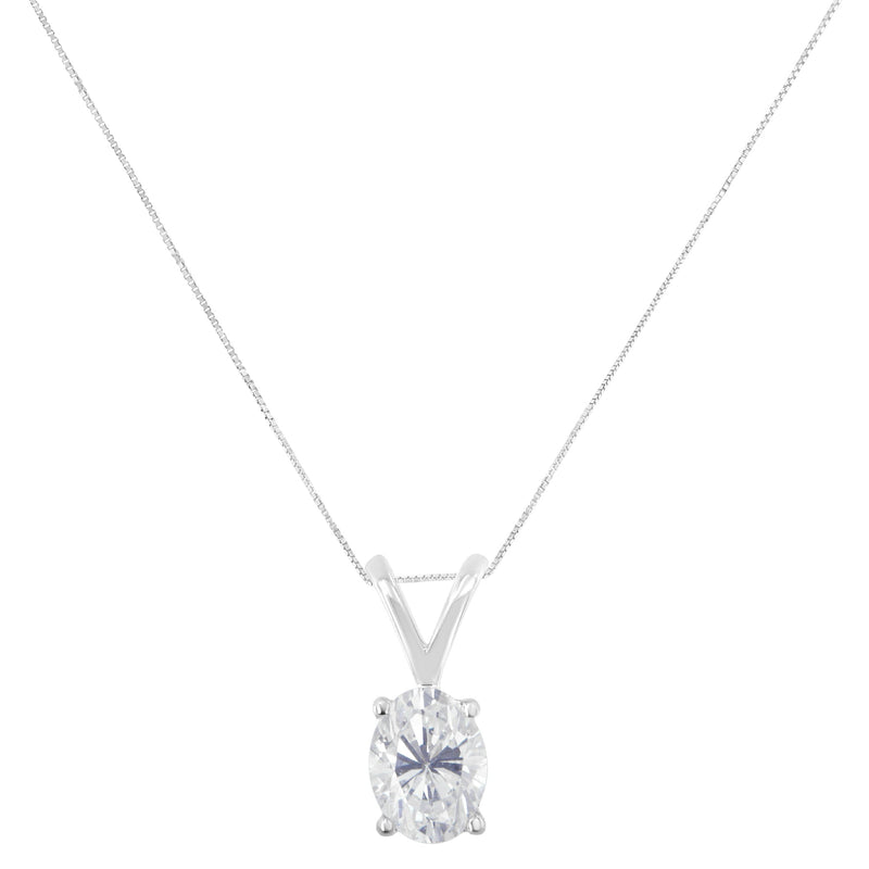 Bids.com IGI Certified 10K White Gold 3/8 cttw Prong Set Diamond Oval Pendant Necklace (I-J Color, I1 Clarity) - Size 18" Necklaces