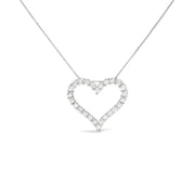 Bids.com .925 Sterling Silver 2.0 Cttw Diamond Open Heart 18" Pendant Necklace (I-J Color, I2-I3 Clarity) Necklaces