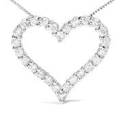 Bids.com .925 Sterling Silver 2.0 Cttw Diamond Open Heart 18" Pendant Necklace (I-J Color, I2-I3 Clarity) Necklaces