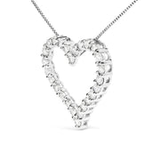 Bids.com .925 Sterling Silver 2.0 Cttw Diamond Open Heart 18" Pendant Necklace (I-J Color, I2-I3 Clarity) Necklaces