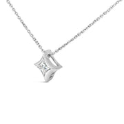 Bids.com 10K White Gold 1/10 Cttw Bezel Set Solitaire Princess Cut Diamond Kite Shaped Pendent Necklace - 18" Inches Necklaces