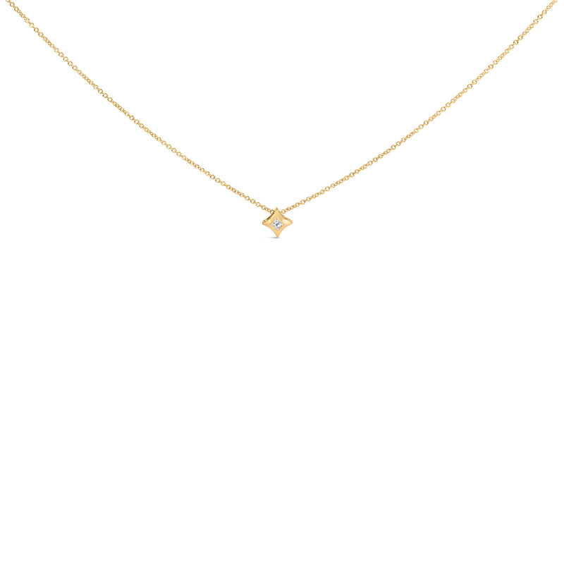 Bids.com 10K White Gold 1/10 Cttw Bezel Set Solitaire Princess Cut Diamond Kite Shaped Pendent Necklace - 18" Inches Necklaces