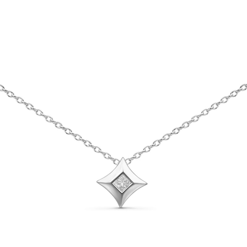 Bids.com 10K Yellow Gold 1/5 Cttw Bezel Set Princess Diamond Kite Shaped Solitaire Pendent Necklace Necklaces