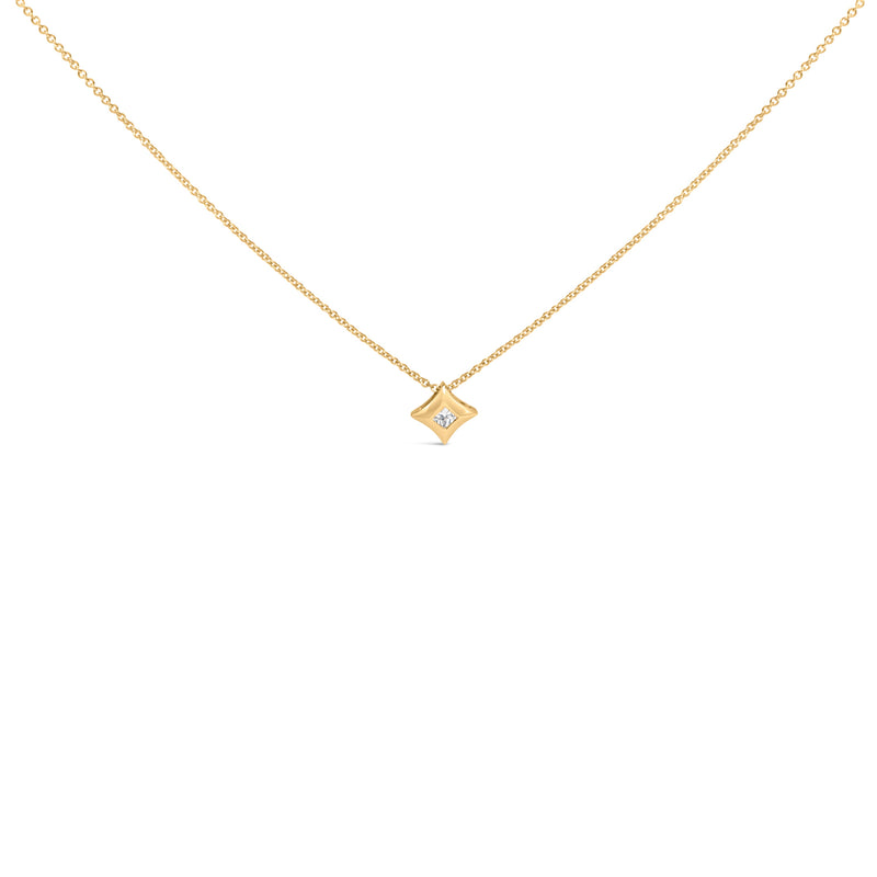 Bids.com 10K Yellow Gold 1/5 Cttw Bezel Set Princess Diamond Kite Shaped Solitaire Pendent Necklace Necklaces