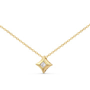 Bids.com 10K Yellow Gold 1/5 Cttw Bezel Set Princess Diamond Kite Shaped Solitaire Pendent Necklace Necklaces