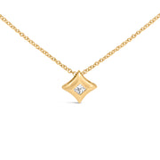 Bids.com 10K Yellow Gold 1/5 Cttw Bezel Set Princess Diamond Kite Shaped Solitaire Pendent Necklace Necklaces