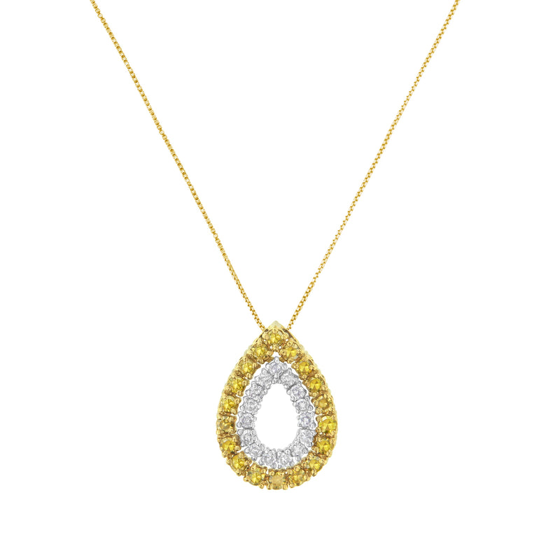 Bids.com Yellow Gold Plated Sterling Silver Treated Yellow Diamond Pear Shape Pendant Necklace (1/2 cttw, Yellow Color, I2-I3 Clarity) Necklaces