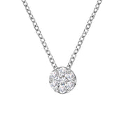 Bids.com 14K White Gold 1/4 Cttw Shared Prong Set Round-Ct Diamond 7 Stone Floral Cluster 18" Pendant Necklace (H-I Color, SI2-I1 Clarity) Necklaces