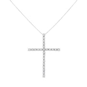 Bids.com .925 Sterling Silver 2 1/2 cttw Diamond Cross Pendant Necklace (H-I, I2-I3) Necklaces