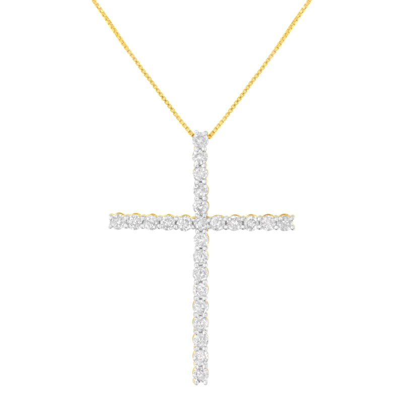 Bids.com .925 Sterling Silver 3.0 Cttw Round Shape Diamond 1-1/2" Cross Pendant with Box Chain Necklace (I-J Color, I2-I3 Clarity) - 18" Necklaces