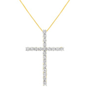 Bids.com 10K Yellow Gold Plated .925 Sterling Silver 4.0 Cttw Round Cut Diamond Cross Pendant Necklace (J-K Color, I1-I2 Clarity) - 18" Necklaces