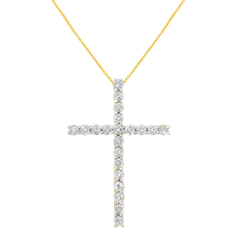 Bids.com 10K Yellow Gold Plated .925 Sterling Silver 4.0 Cttw Round Cut Diamond Cross Pendant Necklace (J-K Color, I1-I2 Clarity) - 18" Necklaces