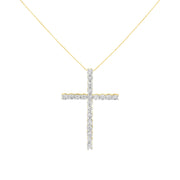 Bids.com 10K Yellow Gold Plated .925 Sterling Silver 4.0 Cttw Round Cut Diamond Cross Pendant Necklace (J-K Color, I1-I2 Clarity) - 18" Necklaces