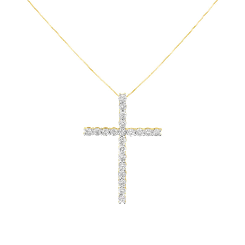 Bids.com 10K Yellow Gold Plated .925 Sterling Silver 4.0 Cttw Round Cut Diamond Cross Pendant Necklace (J-K Color, I1-I2 Clarity) - 18" Necklaces