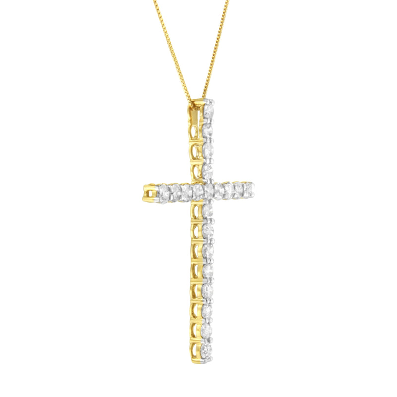 Bids.com 10K Yellow Gold Plated .925 Sterling Silver 4.0 Cttw Round Cut Diamond Cross Pendant Necklace (J-K Color, I1-I2 Clarity) - 18" Necklaces