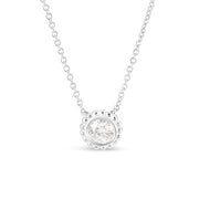 Bids.com 10K White Gold 1/2 Cttw Bezel Set Round Diamond Sunflower Finish 18" Pendant Necklace (I-J Color, I1-I2 Clarity) Necklaces