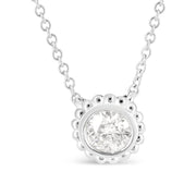 Bids.com 10K White Gold 1/2 Cttw Bezel Set Round Diamond Sunflower Finish 18" Pendant Necklace (I-J Color, I1-I2 Clarity) Necklaces