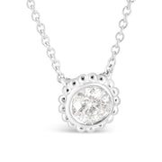 Bids.com 10K White Gold 1/2 Cttw Bezel Set Round Diamond Sunflower Finish 18" Pendant Necklace (I-J Color, I1-I2 Clarity) Necklaces