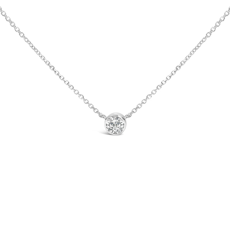 Bids.com 14K White Gold 1.00 Cttw Bezel Set Round Lab-Grown Diamond Solitaire 18" Pendant Necklace (F-G Color, VS1-VS2 Clarity) Necklaces
