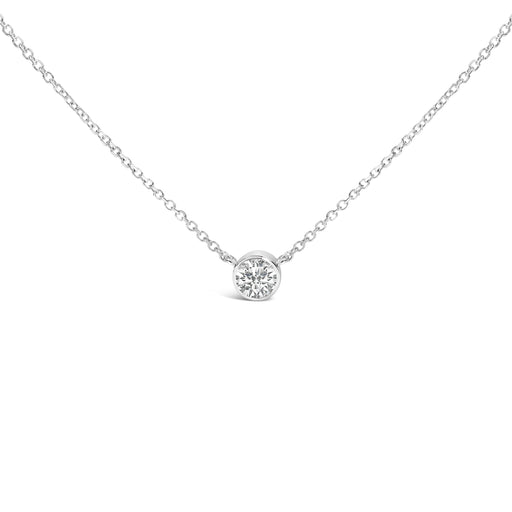 Bids.com 14K White Gold 1.00 Cttw Bezel Set Round Lab-Grown Diamond Solitaire 18" Pendant Necklace (F-G Color, VS1-VS2 Clarity) Necklaces
