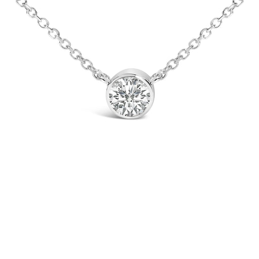 Bids.com 14K White Gold 1.00 Cttw Bezel Set Round Lab-Grown Diamond Solitaire 18" Pendant Necklace (F-G Color, VS1-VS2 Clarity) Necklaces